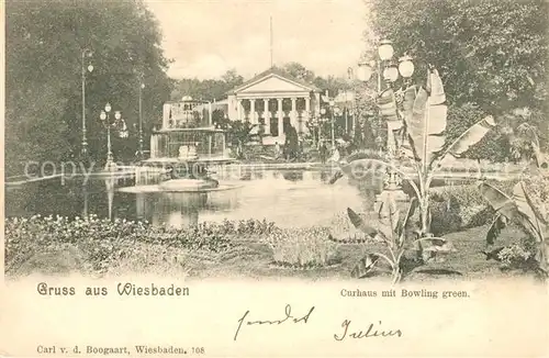 AK / Ansichtskarte Wiesbaden Curhaus mit Bowling green Kat. Wiesbaden