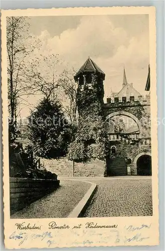 AK / Ansichtskarte Wiesbaden Roemertor mit Heidenmauer Kat. Wiesbaden