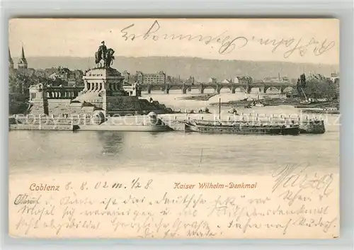 AK / Ansichtskarte Coblenz Koblenz Kaiser Wilhelm Denkmal Kat. Koblenz Rhein