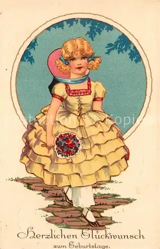 AK / Ansichtskarte Geburtstag Kind Maedchen Kleid Litho  Kat. Greetings