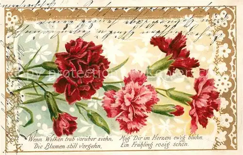 AK / Ansichtskarte Blumen Nelken Gedicht Litho  Kat. Pflanzen