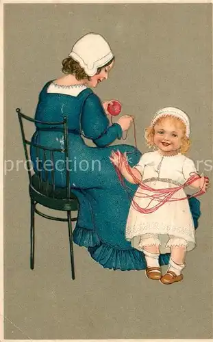 AK / Ansichtskarte Kinder Child Enfants Mutter Wollknaeuel Litho Kat. Kinder