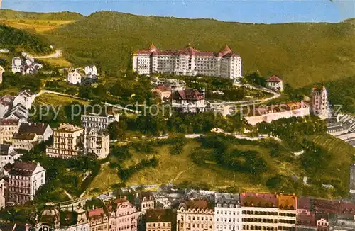 AK / Ansichtskarte Karlsbad Eger Fliegeraufnahme mit Hotel Imperial