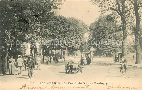 AK / Ansichtskarte Paris La Sortie du Bois de Boulogne Auto Kat. Paris