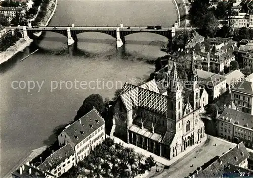 AK / Ansichtskarte Basel BS Muenster mit Wettsteinbruecke Fliegeraufnahme Kat. Basel