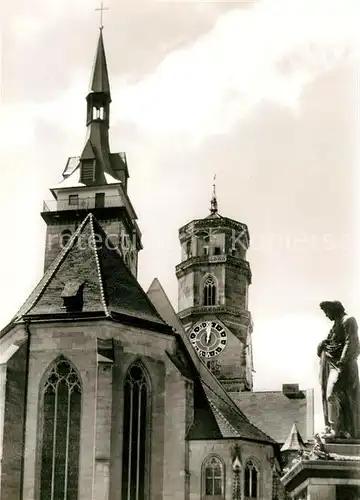 AK / Ansichtskarte Stuttgart Stiftskirche mit Schillerdenkmal Kat. Stuttgart