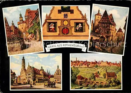 AK / Ansichtskarte Rothenburg Tauber Markusturm Kunsttor Rathaus  Kat. Rothenburg ob der Tauber