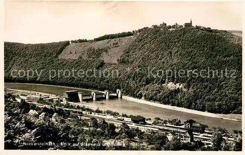 AK / Ansichtskarte Neckarsteinach Stauwerk mit Dilsberg Kat. Neckarsteinach