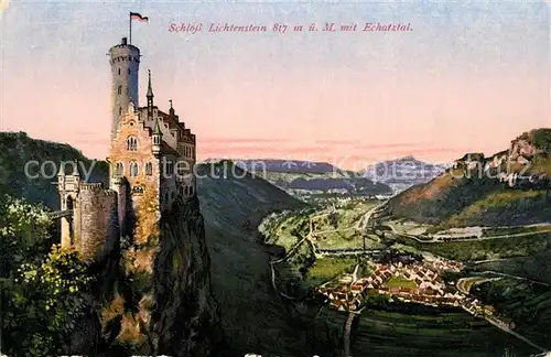 AK / Ansichtskarte Lichtenstein Wuerttemberg Schloss Lichtenstein mit Echatztal Kat. Lichtenstein