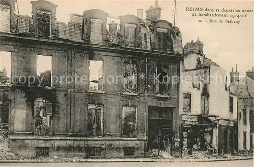 AK / Ansichtskarte Reims Champagne Ardenne Rue de Betheny Kriegszerst&#246;rungen Kat. Reims