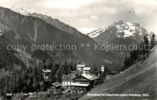 AK / Ansichtskarte Brandberg Tirol Bergdorf Blick gegen Gruenberg Alpenpanorama Kat. Brandberg