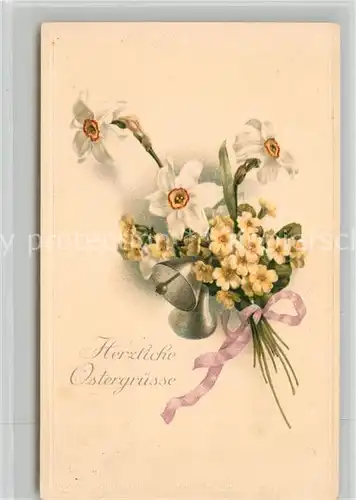 AK / Ansichtskarte Ostern Easter Paques Narzissen Schluesselblume Glocken Litho Kat. Greetings