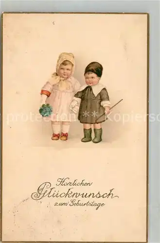 AK / Ansichtskarte Geburtstag Kinder Blumen Litho Kat. Greetings