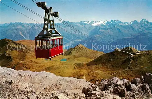 AK / Ansichtskarte Seilbahn Weissfluhgipfel Davos Parsenn Silvrettagruppe Kat. Bahnen