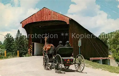 AK / Ansichtskarte Pferdekutschen Elmira Ontario West Montrose Bridge  Kat. Tiere