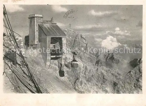 AK / Ansichtskarte Seilbahn Bayerische Zugspitzbahn Gipfelbahnstation Kat. Bahnen