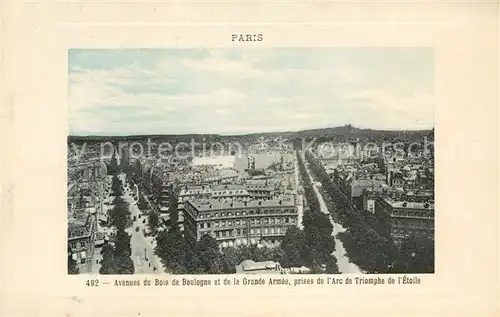 AK / Ansichtskarte Paris Avenues du Bois de Boulogne et de la Grande Armee prises de lArc de Triomphe de l Etoile Kat. Paris