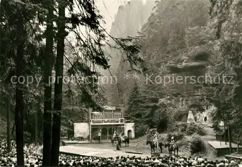 AK / Ansichtskarte Rathen Saechsische Schweiz Felsenbuehne Kat. Rathen Sachsen