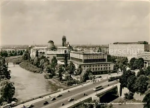 AK / Ansichtskarte Muenchen Deutsches Museum Bundespatentamt Isarbruecke Fliegeraufnahme Kat. Muenchen