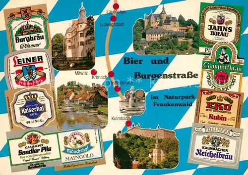 AK / Ansichtskarte Bier Burgbraeu Kaiserhof Reichelbraeu Jahnsbraeu Moenchshof  Kat. Lebensmittel