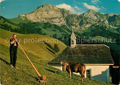 AK / Ansichtskarte Alphorn Obwaldner Alphornblaeser Widderfeld Nuenalphorn Hutstock Kat. Musik