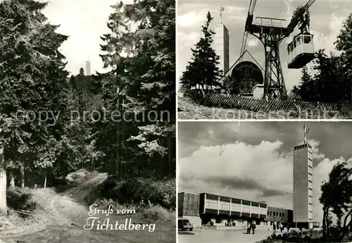 AK / Ansichtskarte Fichtelberg Oberwiesenthal Waldweg Bergbahn Fichtelberghaus Berghotel Aussichtsturm Kat. Oberwiesenthal