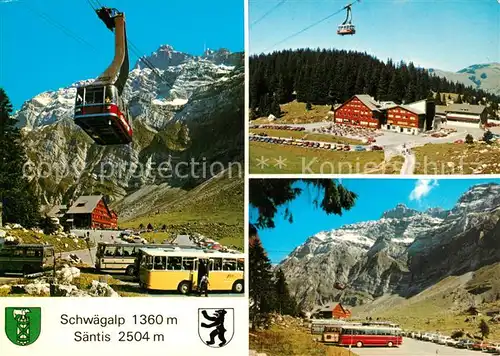 AK / Ansichtskarte Seilbahn Saentis Schwaegalp Postbus Restaurant Kat. Bahnen