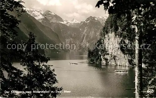 AK / Ansichtskarte Koenigssee Panorama Blick vom Malerwinkel mit Steinernem Meer