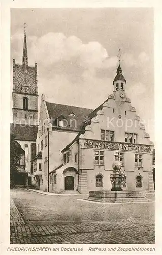 AK / Ansichtskarte Friedrichshafen Bodensee Rathaus Zeppelinbrunnen Kat. Friedrichshafen