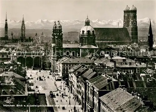 AK / Ansichtskarte Muenchen Blick von der Ludwigskirche auf Stadt und Gebirge Kat. Muenchen