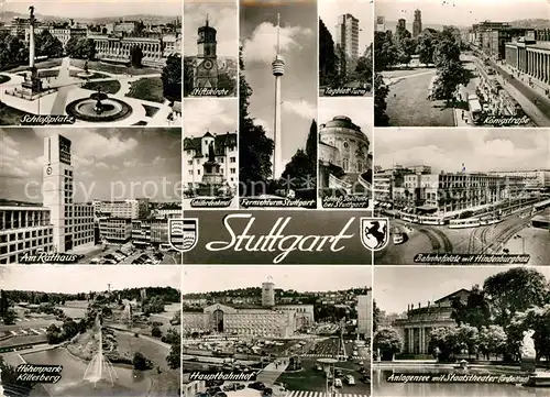 AK / Ansichtskarte Stuttgart Schlossplatz Kirche Denkmal Rathaus Schloss Solitude Tagblattturm Koenigstrasse Hindenburgbau Hoehenpark Killesberg Staatstheater See Bromsilber Kat. Stuttgart