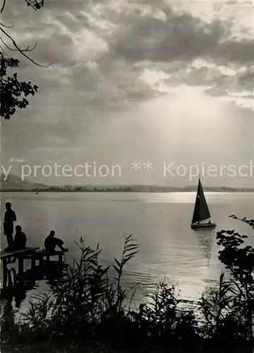 AK / Ansichtskarte Steinhude Meer Abend am Steinhuder Meer Segelboot