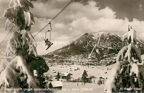 AK / Ansichtskarte Sessellift Hausberglift Garmisch Partenkirchen Foto H. Huber Nr. 10644 Kat. Bahnen