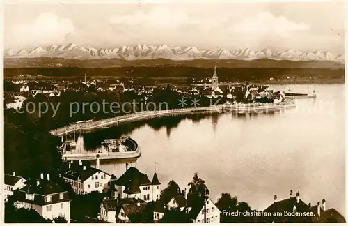 AK / Ansichtskarte Friedrichshafen Bodensee Panorama Hafen Alpenkette Kat. Friedrichshafen