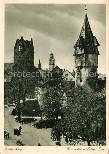 AK / Ansichtskarte Ravensburg Wuerttemberg Frauentor Gruener Turm Kat. Ravensburg