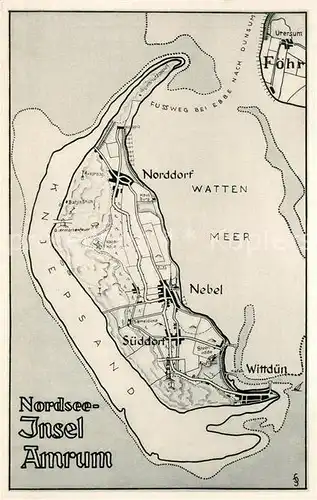 AK / Ansichtskarte Amrum Ortungskarte Norddorf Nebel Wittduen Kat. Nebel