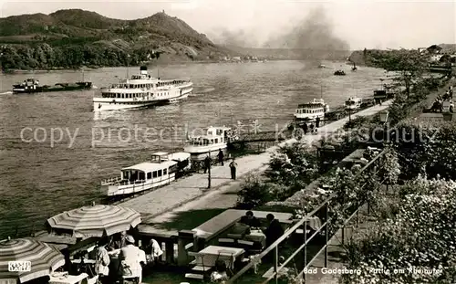 AK / Ansichtskarte Bad Godesberg Partie am Rheinufer Bootsanleger Dampfer Rheinschifffahrt Kat. Bonn