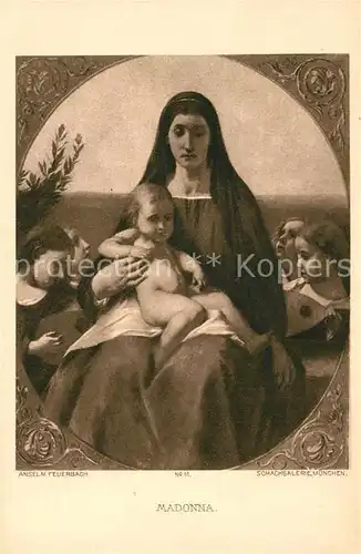 AK / Ansichtskarte Kuenstlerkarte Anselm Feuerbach Madonna  Kat. Kuenstlerkarte