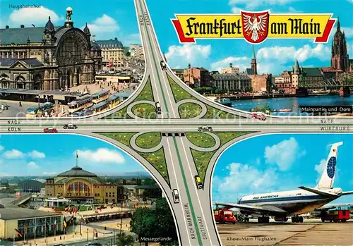 AK / Ansichtskarte Autobahn Frankfurter Kreuz Flughafen Pan American Hauptbahnhof Kat. Autos