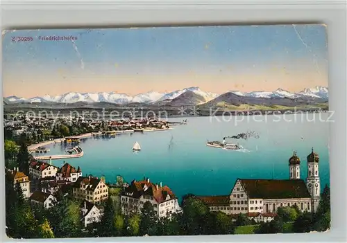 AK / Ansichtskarte Friedrichshafen Bodensee Panorama mit Alpen Kat. Friedrichshafen