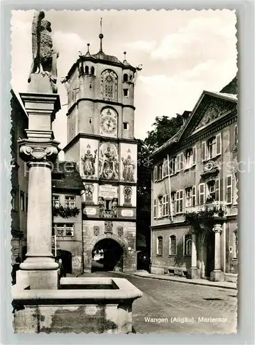 AK / Ansichtskarte Wangen Allgaeu Marientor Brunnen Kat. Wangen im Allgaeu