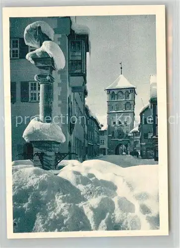 AK / Ansichtskarte Wangen Allgaeu Martinstor Winteraufnahme Kat. Wangen im Allgaeu