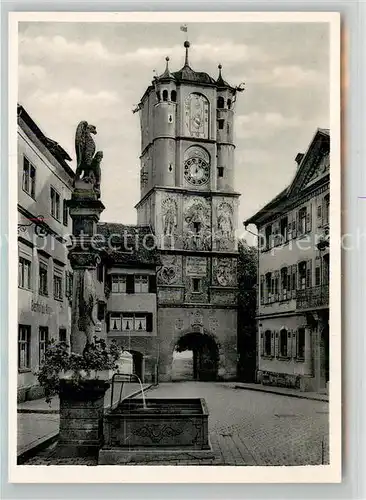 AK / Ansichtskarte Wangen Allgaeu Ravensburger Tor Brunnen Kat. Wangen im Allgaeu