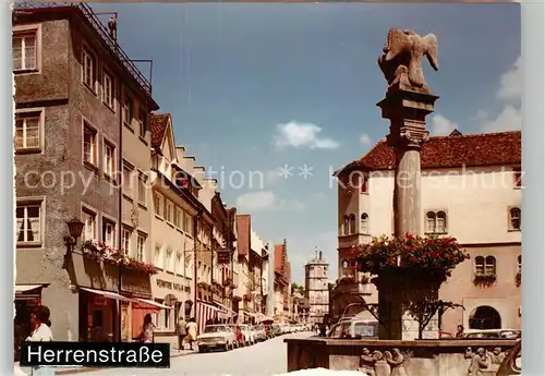 AK / Ansichtskarte Wangen Allgaeu Herrenstrasse Paradiestrasse Brunnen Kat. Wangen im Allgaeu