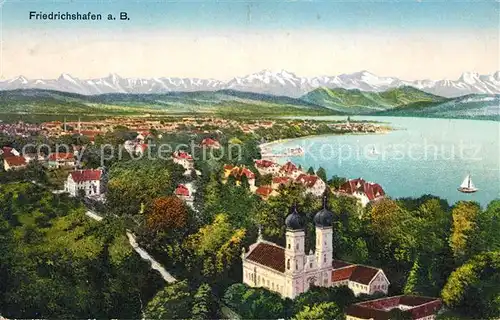 AK / Ansichtskarte Friedrichshafen Bodensee Panorama mit Schloss Alpen Kat. Friedrichshafen