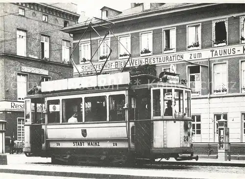 AK / Ansichtskarte Strassenbahn Tw 28 Mainz Restaurant zum Taunus  Kat. Strassenbahn