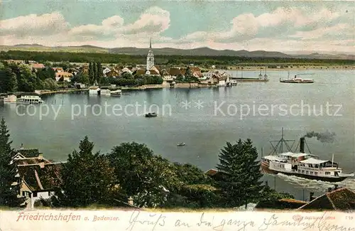 AK / Ansichtskarte Friedrichshafen Bodensee Kirche Faehre Kat. Friedrichshafen