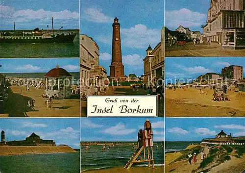 AK / Ansichtskarte Borkum Nordseebad Strand Leuchtturm Schiff Kat. Borkum