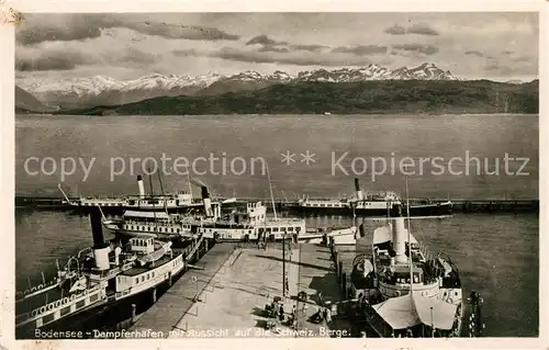 AK / Ansichtskarte Bodensee Region Dampferhafen Alpen