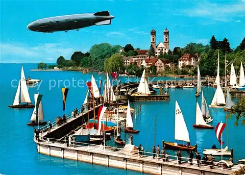 AK / Ansichtskarte Friedrichshafen Bodensee Luftschiff Hindenburg Schlosskirche Yachthafen Kat. Friedrichshafen